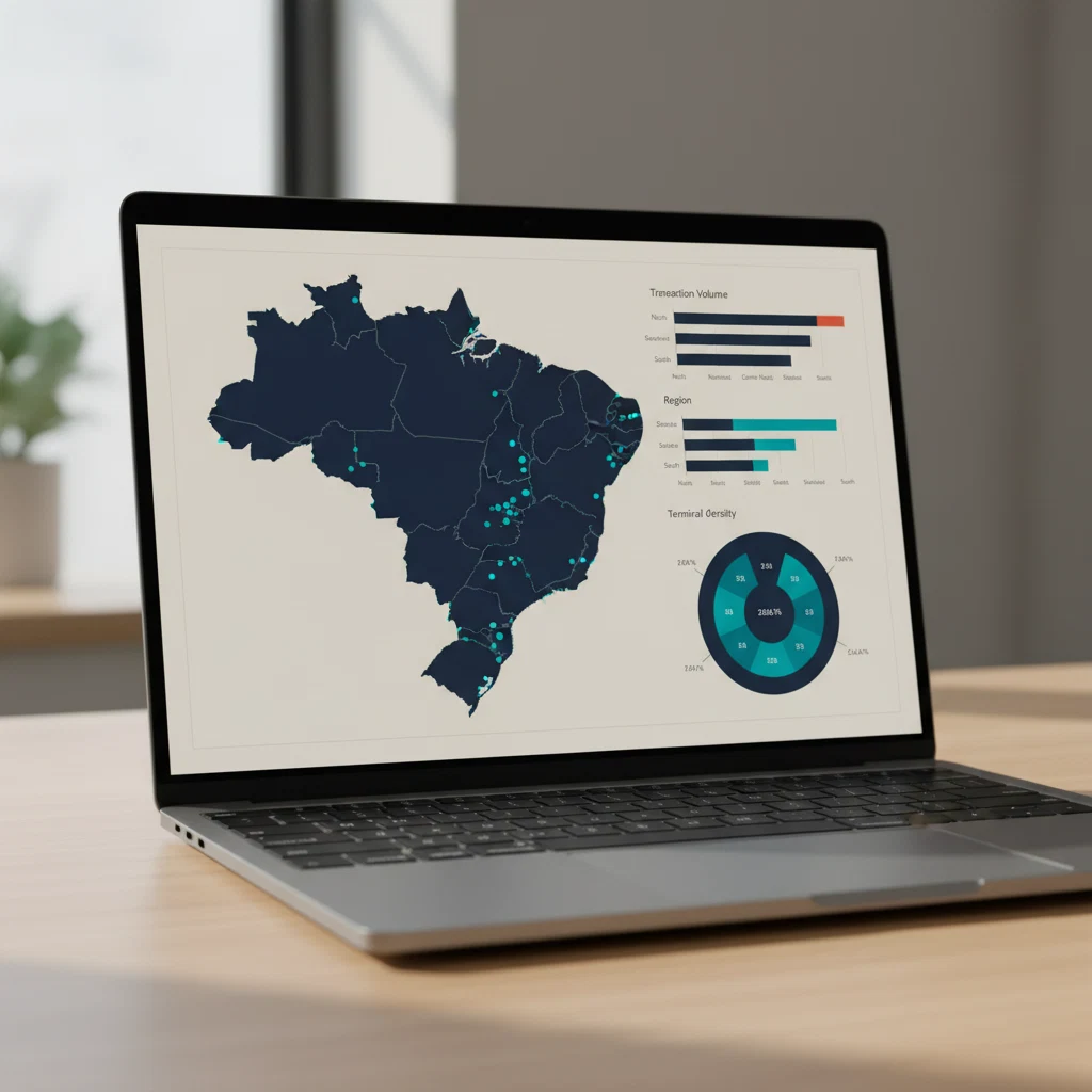 Dashboard educacional com dados de distribuição de caixas eletrônicos no Brasil por região